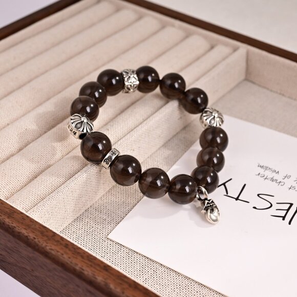 Chrome Hearts Smoky Quartz Sterling Silver 925 Bracelet - Picture 1 of 5